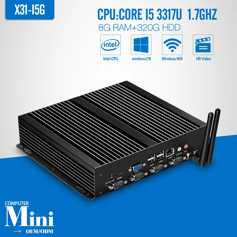 core i5 3317U 8GB RAM 320GB HDD+WIFI Fanless Industrial Computer Desktop Machine Mini PC Hdmi