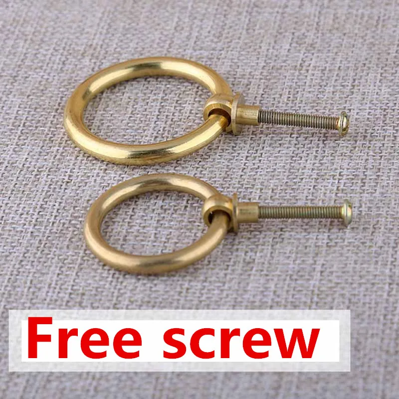 5Pcs Modern simple solid brass cabinet handles round ring drawer pull handle jewelry box dresser single hole handle