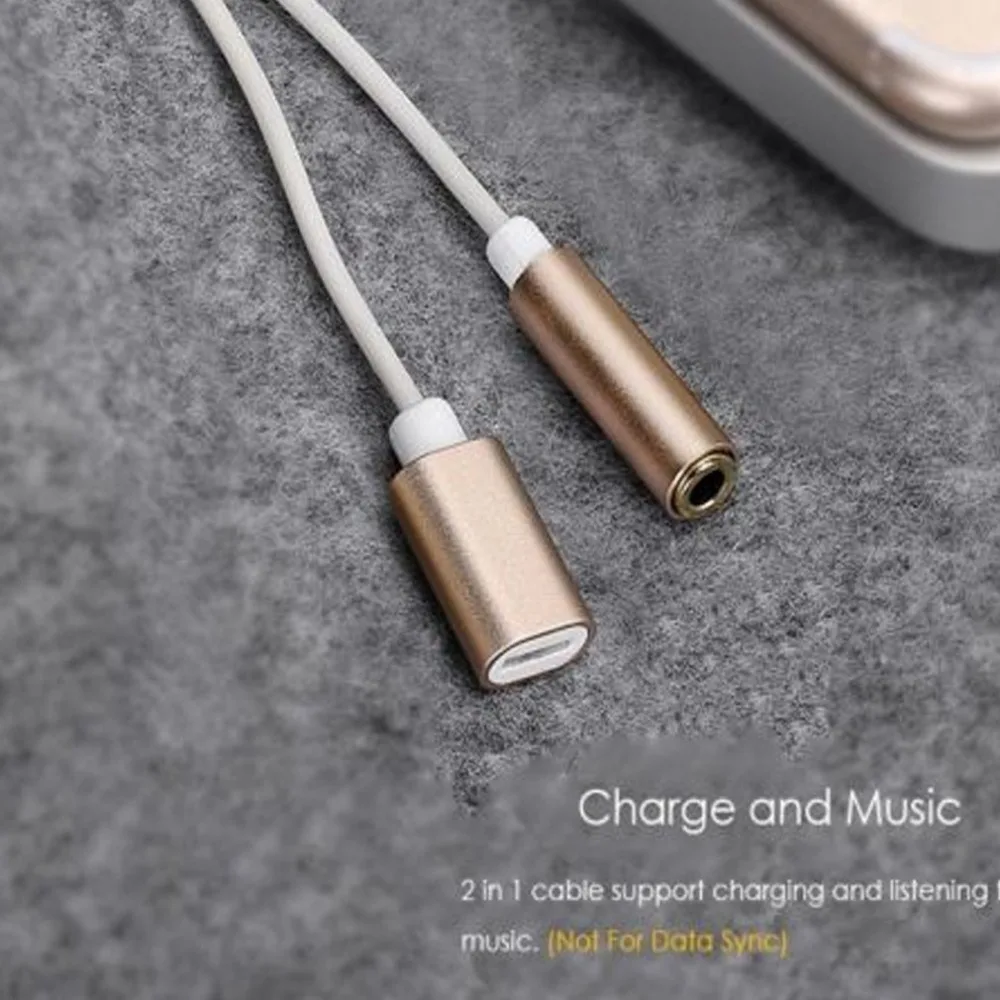 

2 in1 Splitter Audio Earphone Charging Dual Adapter For Lightning Jack to Earphone AUX Cable Connector for iPhone 7 8