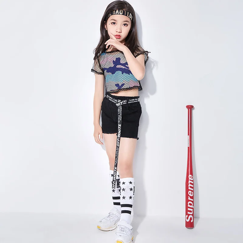 

New Girls Jazz Dance Costume Children Jazz Hip Hop Costumes Tide Girl Summer Vest DQL126