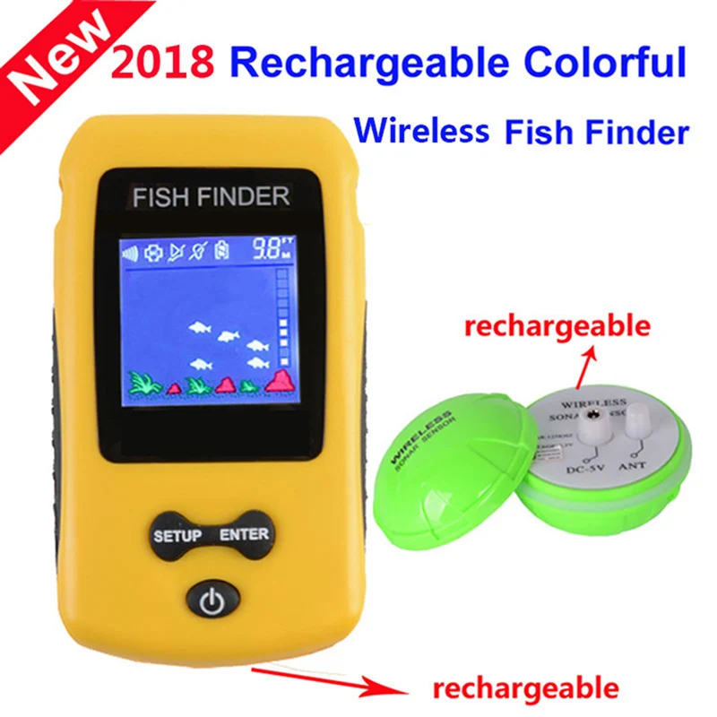 اللون عرض صياد السمك السونار 100 M سونار LCD ل الجليد الشتاء القوارب الكارب الصيد Fishfinder A015