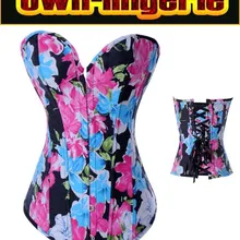 Горячая Распродажа готический плюс размер сексуальный женский корсет кружевные топы атласный корсет с вышивкой cinche корсеты Overbust Корсеты
