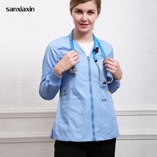 Высококачественный белый лабораторный халат для женщин кнопка закрытия униформа для доктора больницы стоматологические халаты наряд медицинская одежда хирургический костюм