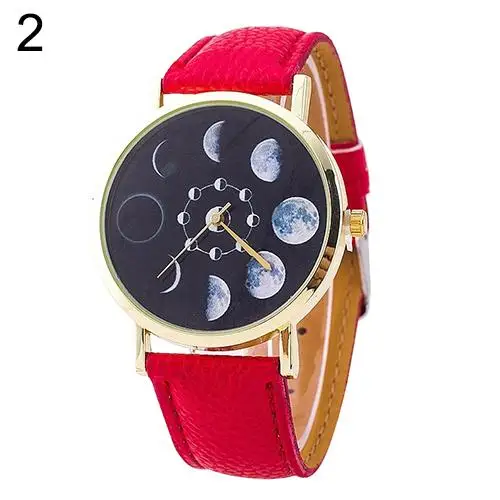 

Fashion Top Brand Luxury Unisex Moon Phase Astronomy Space Watch Faux Leather Band Quartz Wrist Watch