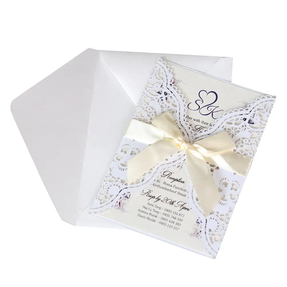  10PCS Invitation Card Simple European Invitations Laser Hollow Invitations Wedding Party Holiday Gr - 33031020597