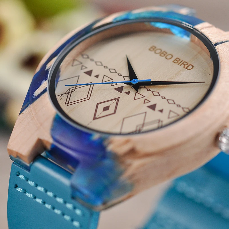 BOBO BIRD Men Watch Special Design Resin and Wooden Conbined Case Wooden Quartz Watches relogio masculino Accept Logo