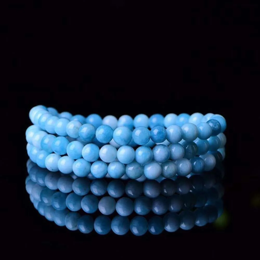 

New Blue Water Pattern Natural Larimar Stone Jewelry Bracelet 6mm Round Larimar Bracelet for Woman Men Blue Crystal Bracelets