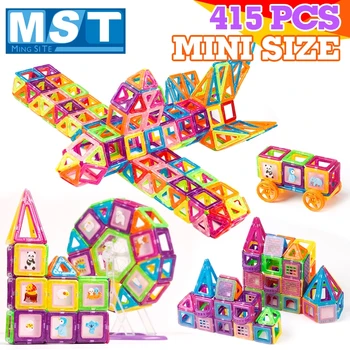 

415PCS Mini Magnetic Designer Building Blocks Construction Set Magnet Models Plastic Magnetic Sticks Games Magnet Toy For Kids