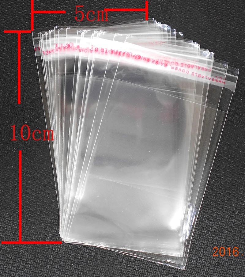 

Beads Free Shipping! 200 Clear Self Adhesive Seal Plastic Bags 10x5cm