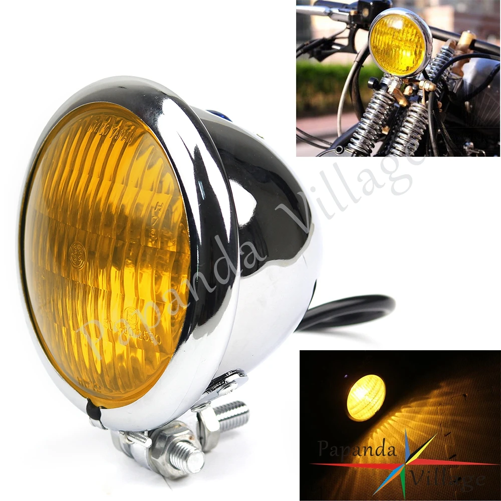 E-Mark Motorcycle 4 1/2" Drilled Halo Headlight Lamp For Harley Chopper Bobber E-Mark Motorcycle 4 1/2" Drilled Halo Headlight Lamp For Harley Chopper Bobber