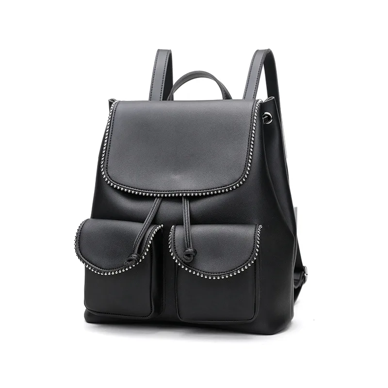 

Genuine Leather Backpack Women Fashion Large Capacity Black Backpack 2019 New Women Backpacks for Teenage Girls Bolsas C1028