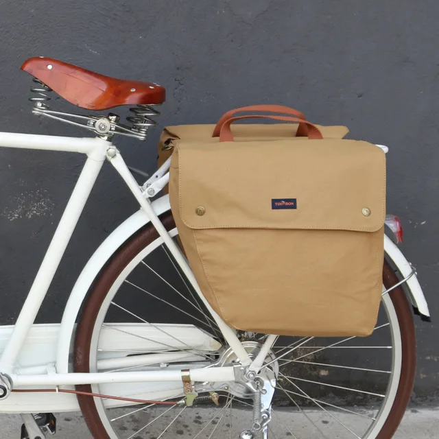 Tourbon Vintage Waterproof Canvas Bicycle Pannier Bag 23l Retro Tourbon Vintage Waterproof Canvas Bicycle Pannier Bag 23l Retro Cycling Bike Back Seat Rear Rack Trunk