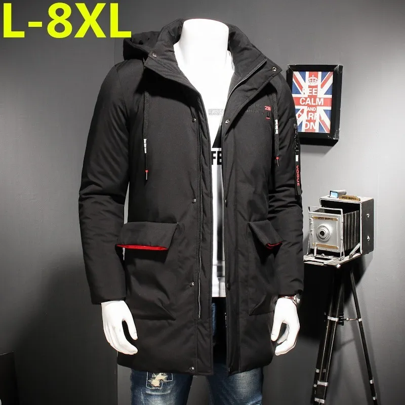 Большие размеры 8XL 7XL 6XL Одежда высшего качества теплые Для Мужчин's Теплая зимняя кофта ветрозащитный Повседневное верхняя одежда толстый Средний длинное пальто Для мужчин парка