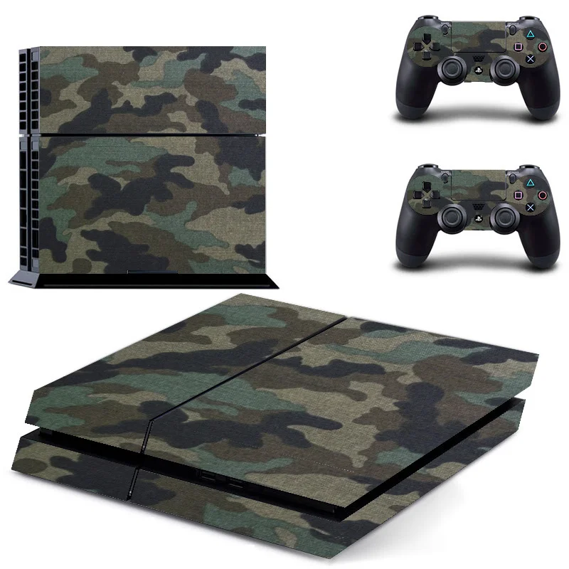 Camouflage Plastic Vinyl Skin Sticker For Sony Ps 4 Console with 2 Controllers Cover For PS4 Gamepad Joypad Decal 