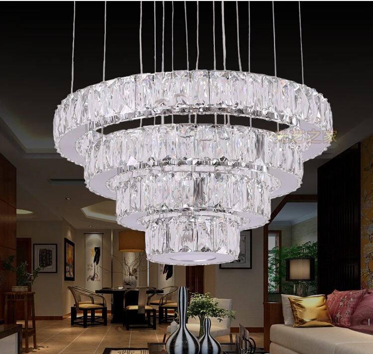 D400mm LED Crystal Pendant Lights Circles For Living Room luminaria teto cristal Ceiling Lamps For Home Decoration Free shipping