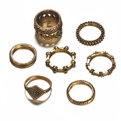 HuaTang винтажные золотые серебряные цветные кольца со стразами имитация жемчуга резьба геометрическое кольцо для женщин ювелирные изделия Anillos - Цвет основного камня: 7079-gold