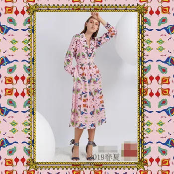 

New pre-sale fashion show spring and summer fashion print fabric dress shirt women's clothing cloth wholesale