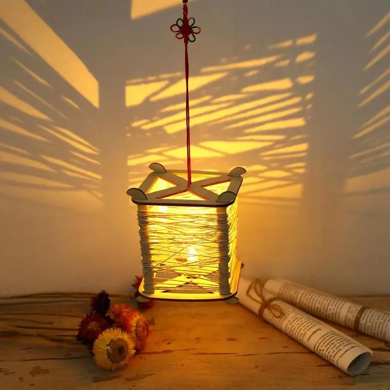 Самодельный фонарь веревка подвесной светодиодный источник освещения пятиугольник китайский узел ремесла светящиеся украшения подвесные украшения светодиодный светильник