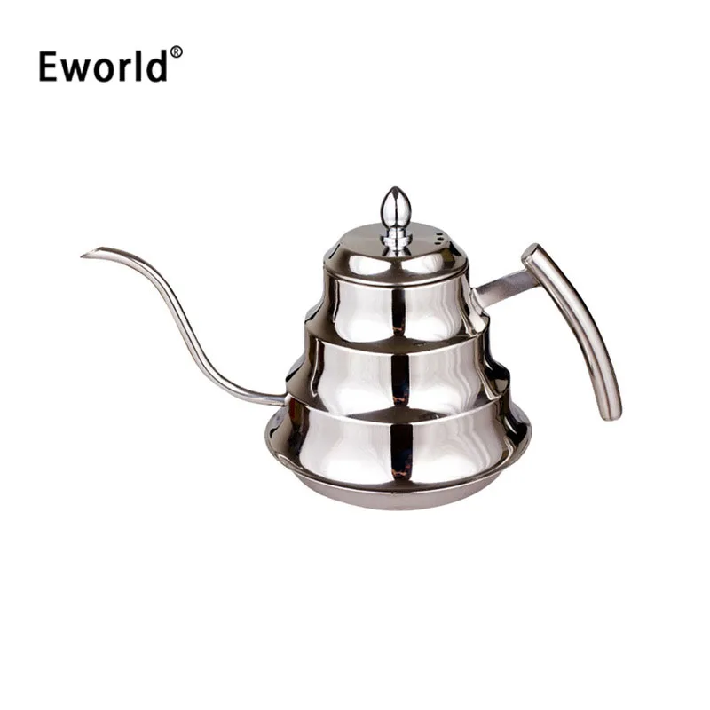 

Eworld High Quality Stainless Steel Kitchen Coffee Pot Drip Kettle Tea Pot With Large 1.2L Capacity Fine Mouth Coffee Teapot