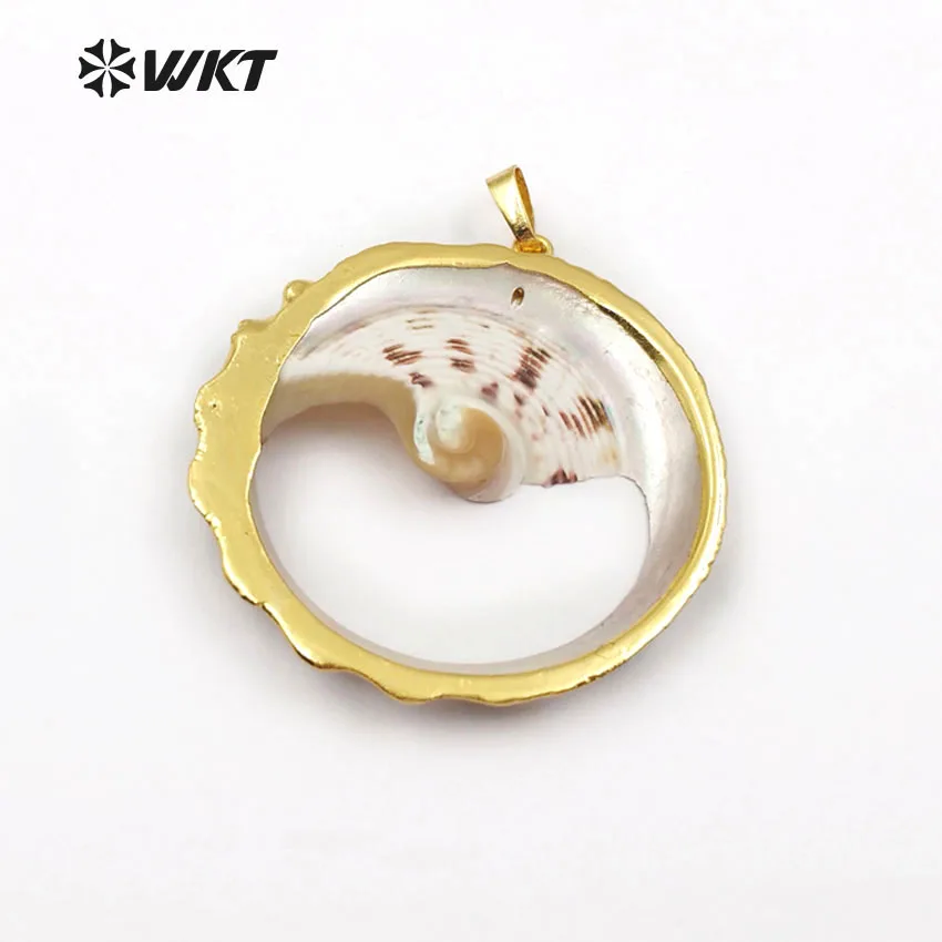 WT-JP064, особый дизайн, натуральная морская раковина с золотым ободком, ожерелье, дикое побережье, ювелирные изделия, коллекция чакр, подарок для