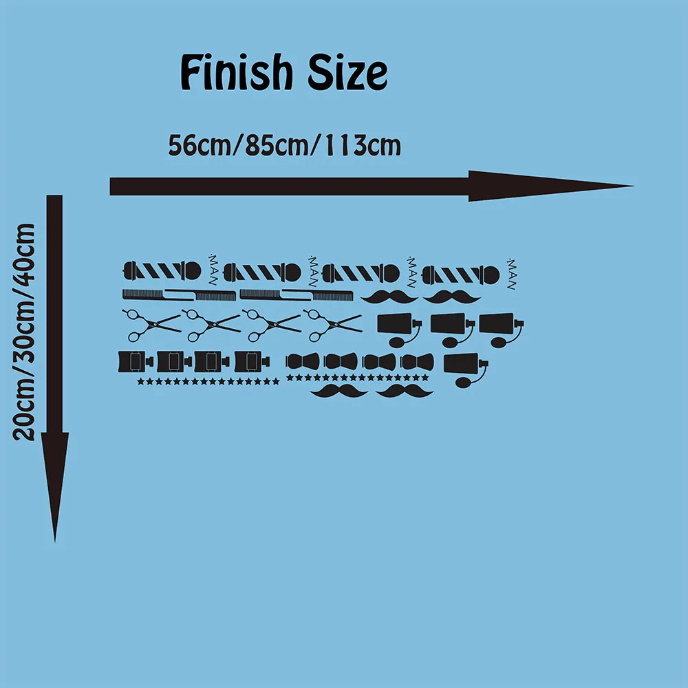 Barber Salon Shop Tools Wall Sticker Hair Nail Hairstyle Barber Man Salon Shop Scissors Comb Star Wall Decal Vinyl Decor  (1)