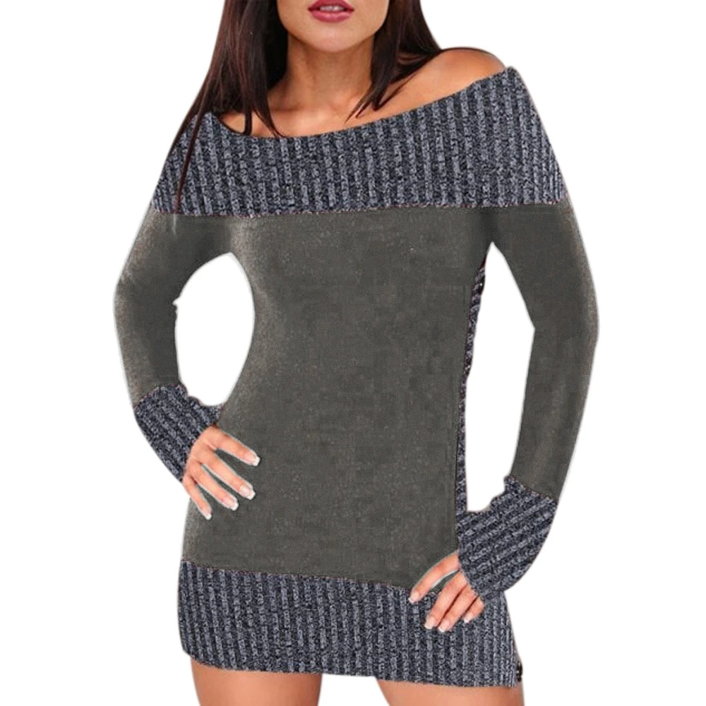 JAYCOSIN 2018 модный свитер одежда для женщин с открытыми плечами цвет блок пуговицы вязаный длинный пуловер дропшиппинг 18NOV7