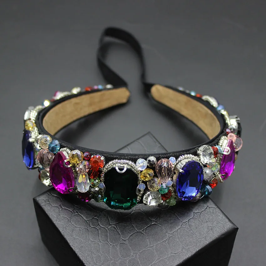 Günstig Mode edelstein perlen vintage frauen blume barock gute qualität hairband luxus kristall edelstein stirnband braut schmuck 609