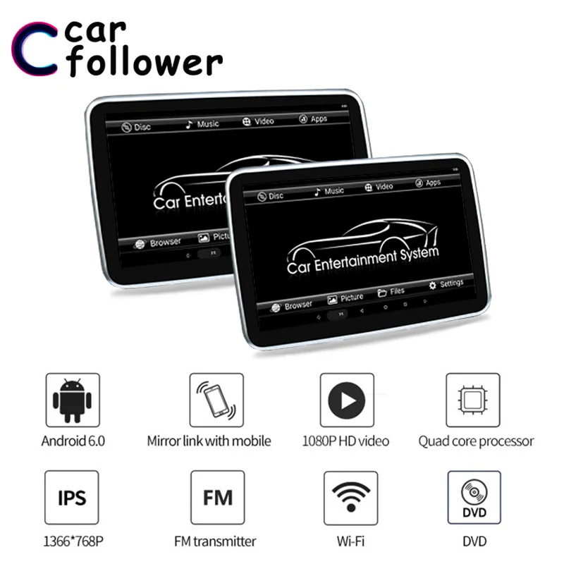 

10.1 Inch Android 6.0 Car Monitor HD 1080P MP5 Touch Screen DVD Player With WIFI/HDMI/USB/SD/FM/Bluetooth TV Headrest