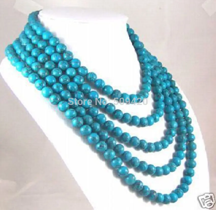 

W&O655 >>>long 60"inch asia genuine 8mm Turquoise beads jewelry Necklace