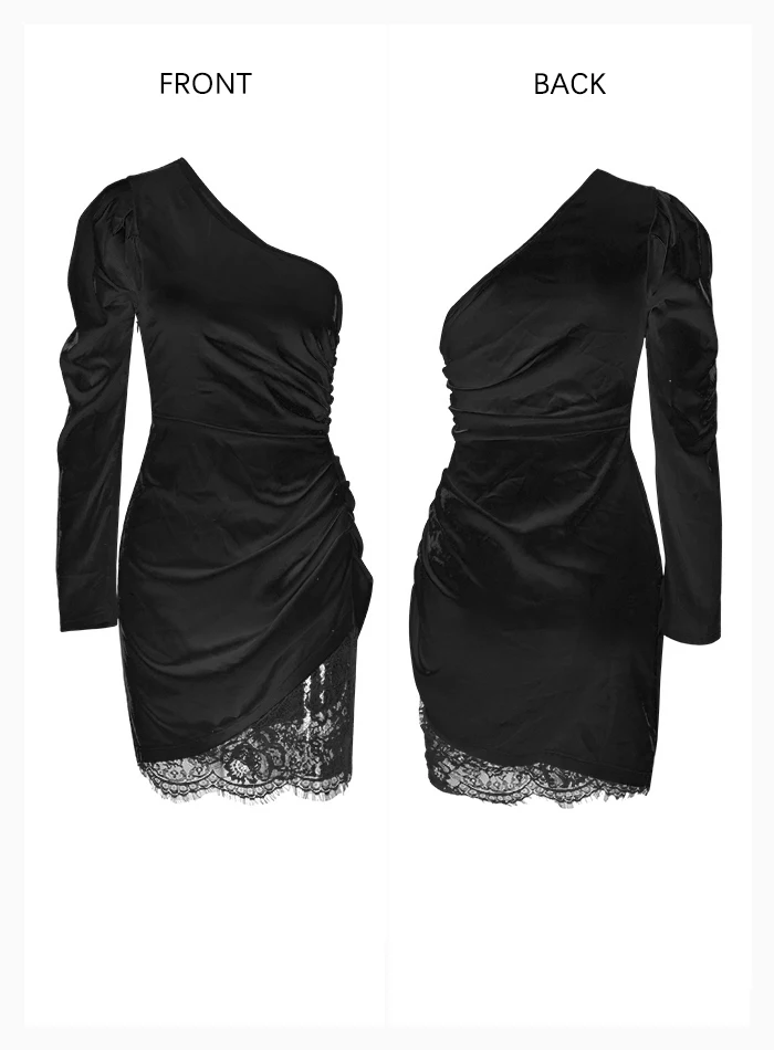 Пикантные черные сапоги на одно; рукав-фонарик; кружевные эластичные тонкие вечерние платье LM81833