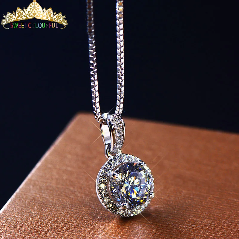 Ювелирные изделия 18 K золото moissanite алмаз ожерелье свадебные подарки HI003