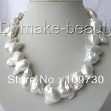 Ювелирные изделия 00582 потрясающий большой барокко белый кеши возрождается пресноводные жемчужные ожерелья