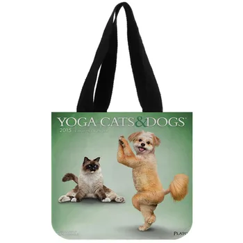 

Custom yoga animals Print Tote Bag Reusable Women Handbag Cotton Canvas Shopping Bags Customize Your Images Gift