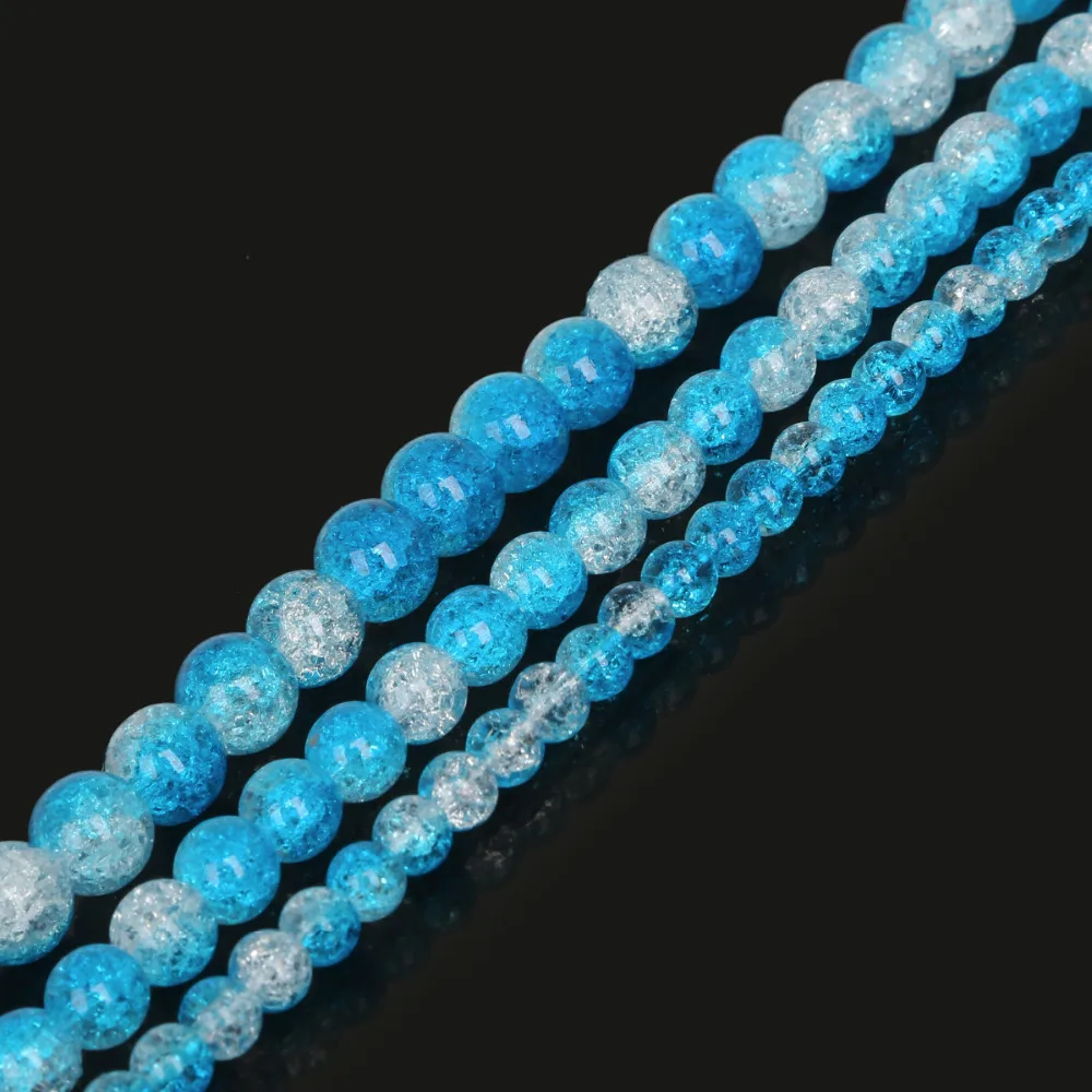 

DIY Glass Crystal Cracked Loose Beads 1 Strand 6/8/10mm Dia Jewelry Earring Choker Bracelet Findings Making