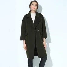 High Qualify Loose Wool Coat Women 2017 Autumn And Winter Warm Four Pockets Female Overcoats Casual Army Green Long Woolen Coats