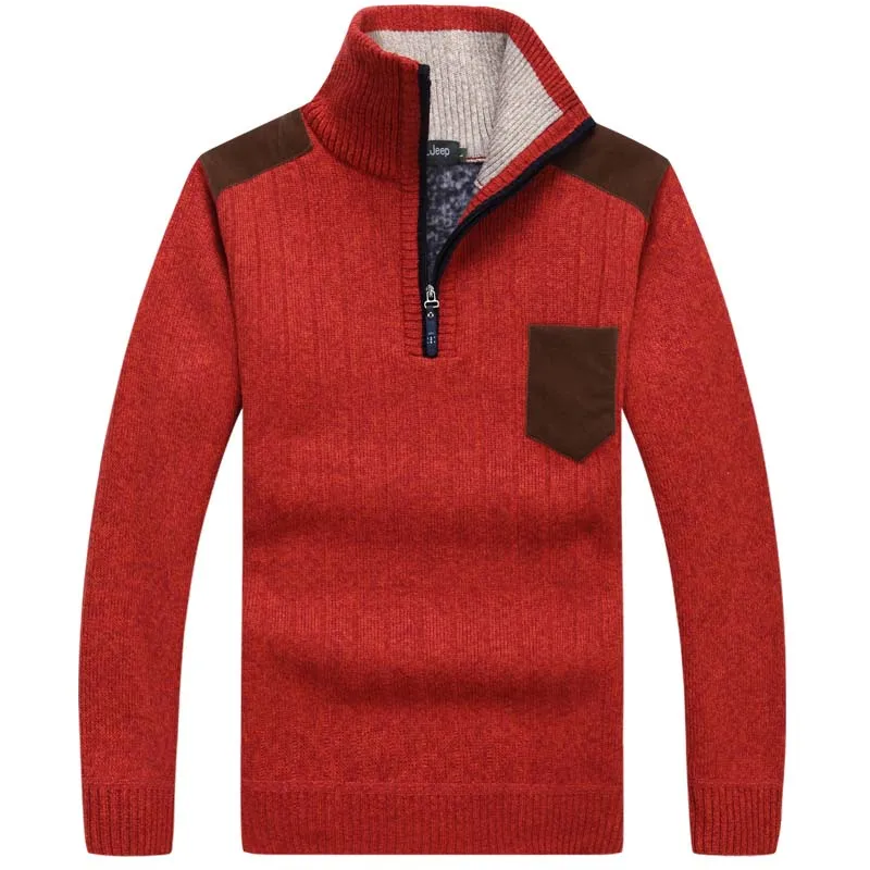 8016 red Скидка 50% Модные пуловеры новые мужские полосатые свитера половина на молнии трикотаж осень и зима мужские свитера 8003#50 - Цвет: 8016 red