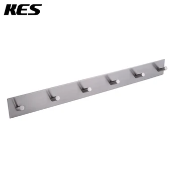 

KES Bathroom Self Adhesive Coat and Robe Hook Rack/Rail with 6 Hooks, Brushed SUS304 Stainless Steel, A7063H6