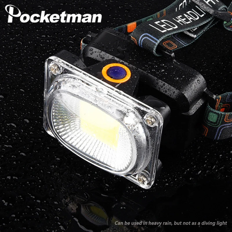 

Powerful COB LED Headlamp rechargable headlight camping Fishing waterproof Work lamp Searchlight lantern for 18650 battery