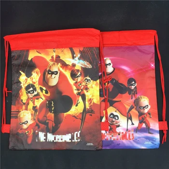 

12pcs The Incredibles non-woven bag fabric backpack child travel school bag Super Dad/Mom/Kids mochila drawstring gift bag