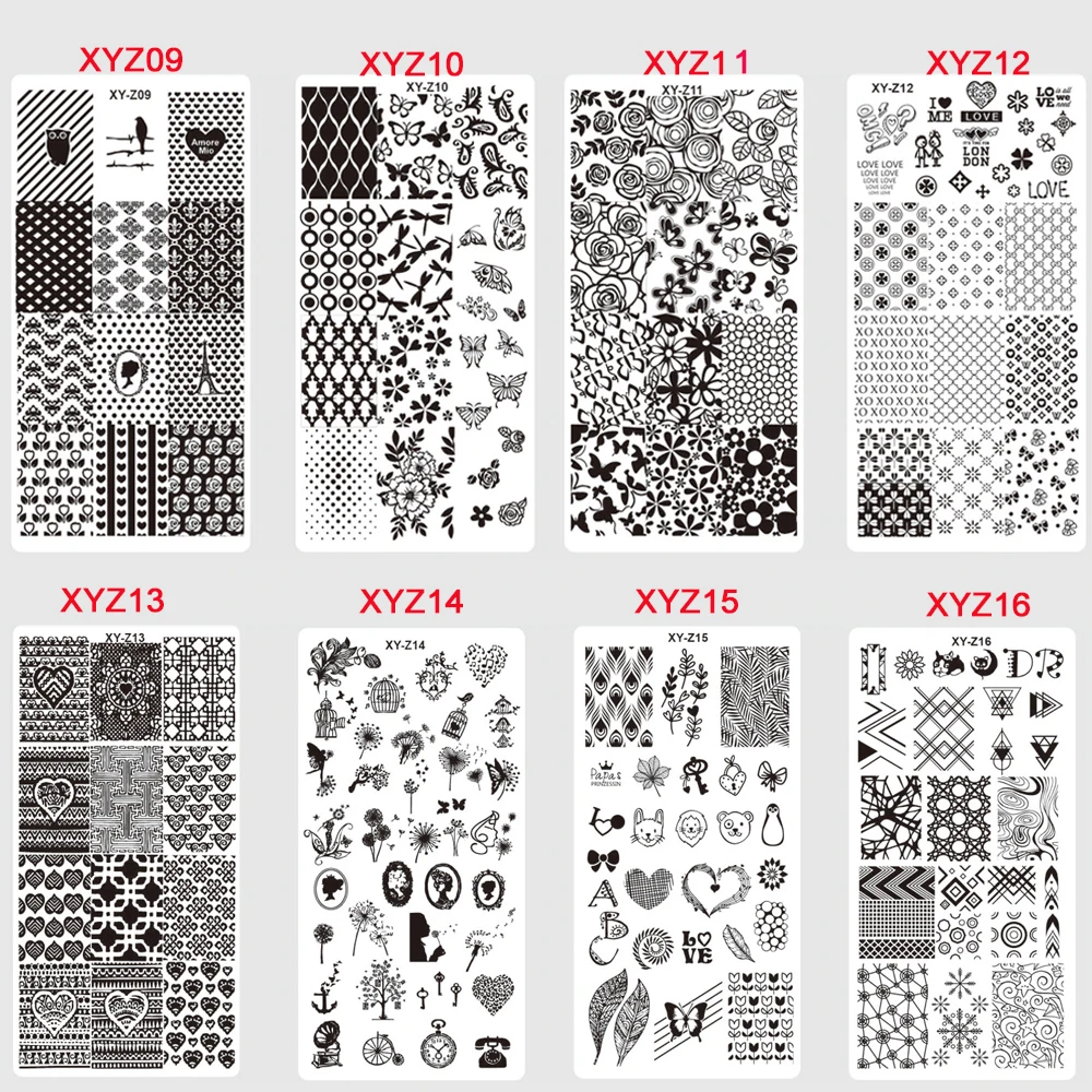 1 шт 32 дизайна ногтей штамповки пластины Мода Кружева/цветок/животное/Ловец снов шаблон шаблоны для лака ногтей штамп XYZ01-32
