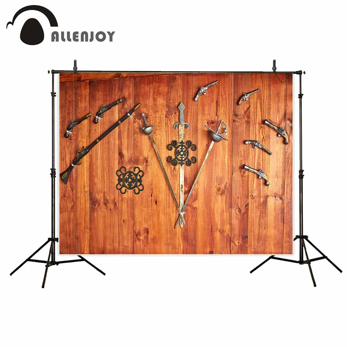 

Allenjoy photography backdrops Vintage weapons sword wooden floor metal photo background fond studio photo