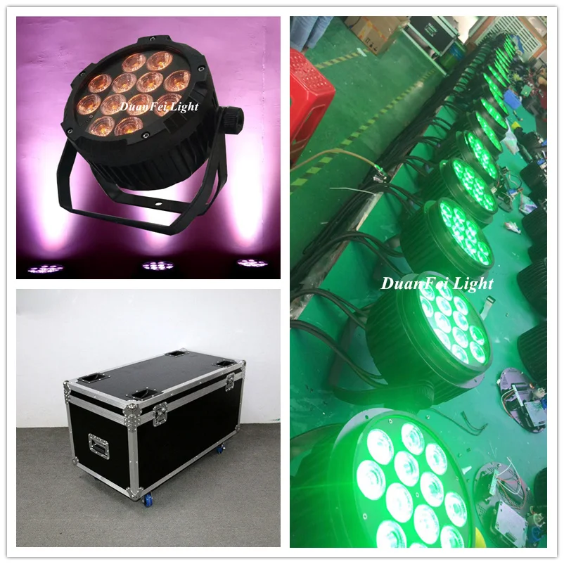 24 шт+ 3 Flycase) 12x18 w rgbwauv led-Телевизор с номинальной dmx водонепроницаемый светодиодный 6in1 мыть светодиодный Стандартный тонкий прожектор ip65