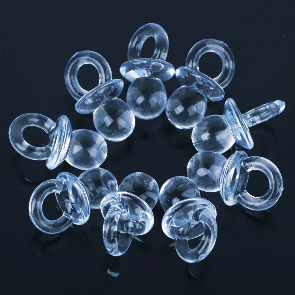 50pcs Mini Acrylic Baby Pacifiers Baby Shower Favors Baby Boys Girls Plastic Clear Table Scatter