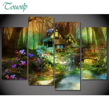 

diamond painting 4 pcs full square cross-stitch 3d pictures diamond embroidery Four Season Tree diamond mosaic home Decoration