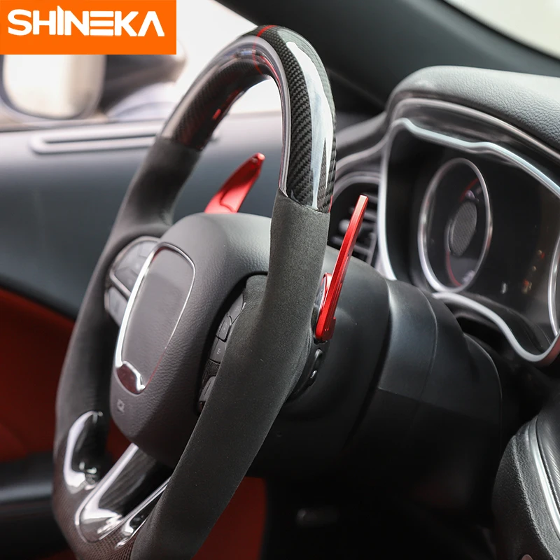 SHINEKA Interior Mouldings For Dodge Challenger+ Car Interior Steering Wheel Shift Paddles Accessories For Dodge Challenger