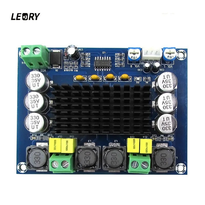 

LEORY 2x120W Dual Channel DC12-26V Digital Power Amplifier Board TPA3116D2 Stereo High Professional Power Amplifier Board DIY
