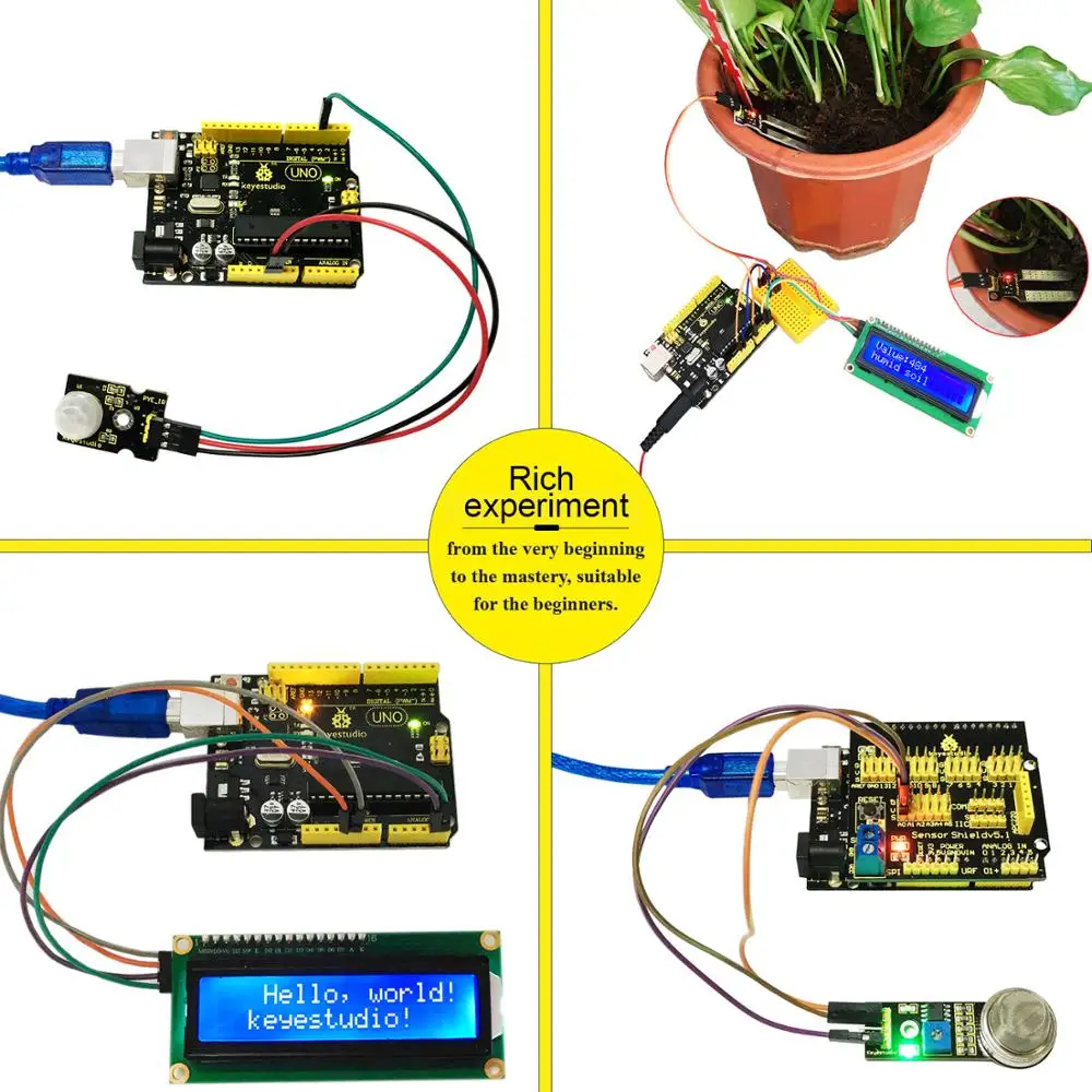 Новинка! keyestudio мониторинг окружающей среды PM2.5 комплект для Arduino образование стартер с Uno доска+ V5