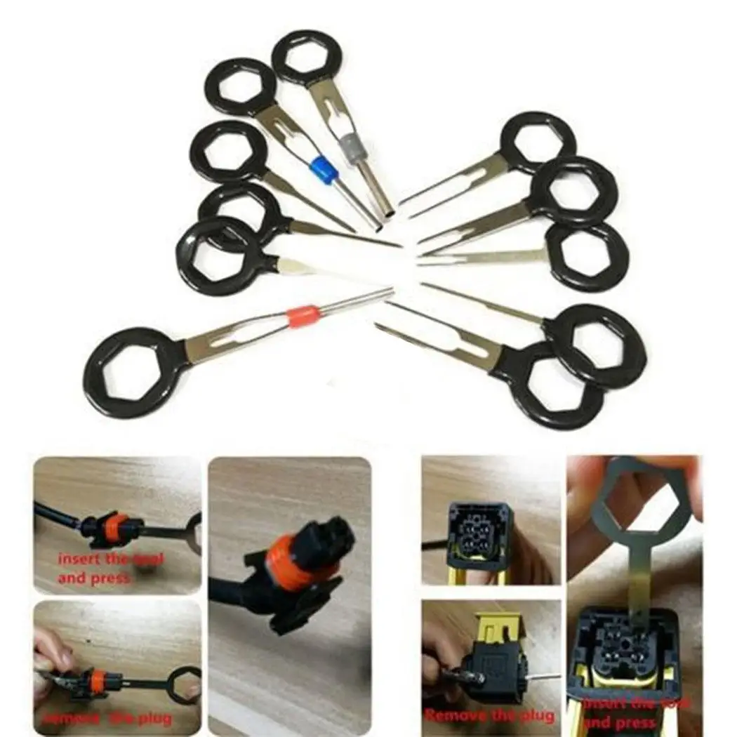 

11pcs/set High Quality Car Plug Terminal Extraction Pick Back Needle Wire Harness Connector Crimp Pin Automobiles Repair Tool
