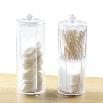 

Makeup Cotton Pad/Swab Organizer Jewelry Storage Box Multifunctional Round Qtip Container Cosmetic Holder Clear Q-tip Box