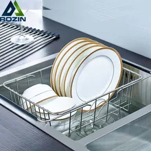 Chrome Stainless Steel Adjustable Cutlery Dishes font b Rack b font Draining Tableware font b Storage